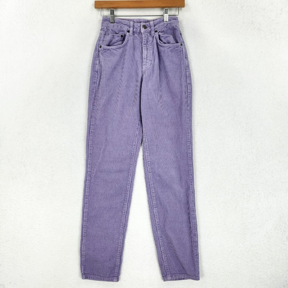 The Ragged Priest Pants Womens 24 Purple High Rise Tapered Leg Corduroy Cotton